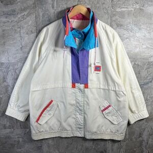 vintage 90s Current seen White windbreaker jacket color-blocking Woman's 2XL
